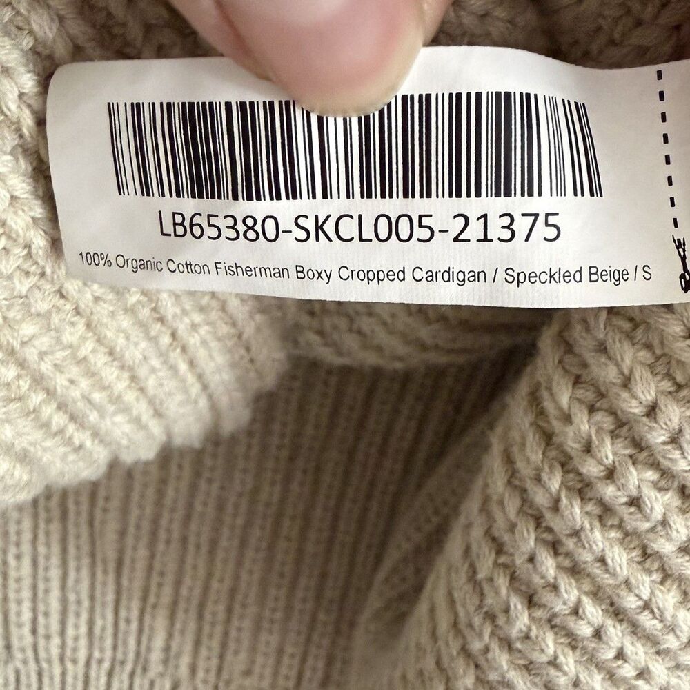Quince Cardigan Sweater Small Beige Organic Cotton Fisherman Boxy Cropped - Picture 6 of 10